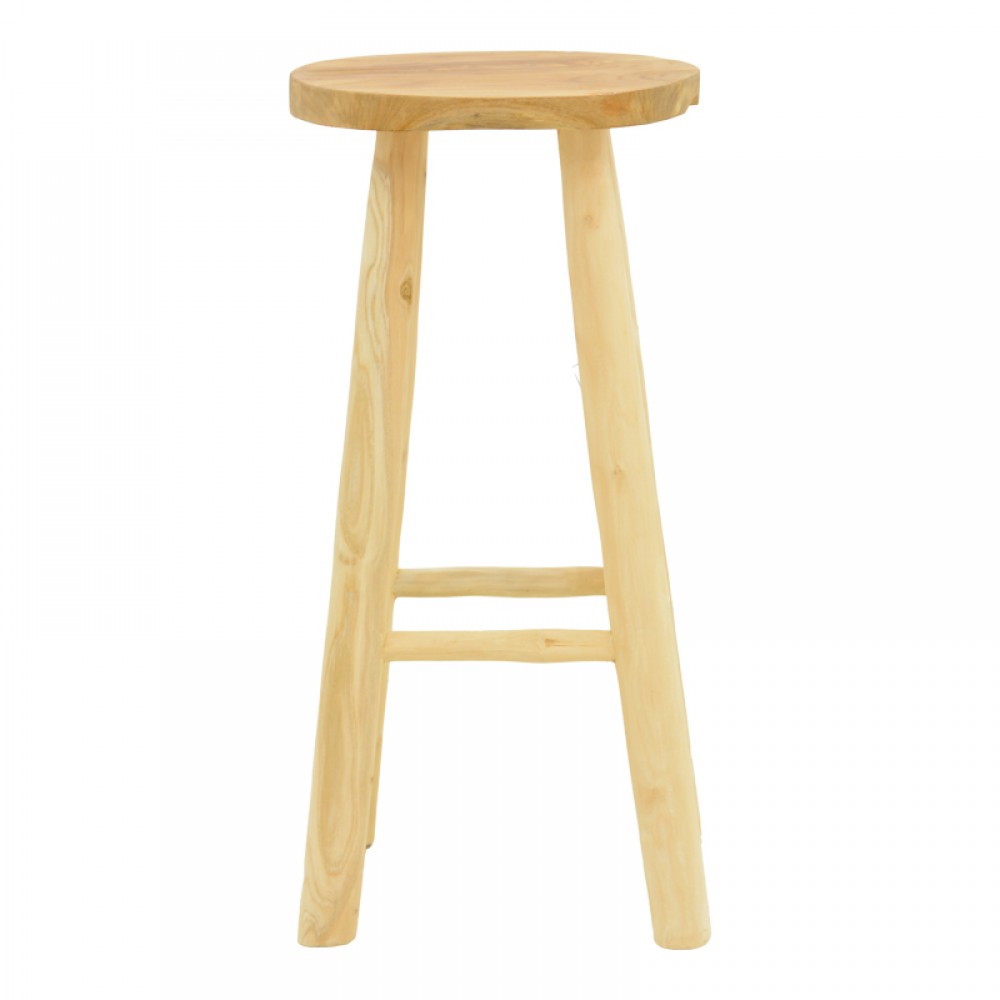 Σκαμπό μπαρ Nusiwo pakoworld teak ξύλο σε φυσική απόχρωση Φ35x70εκ