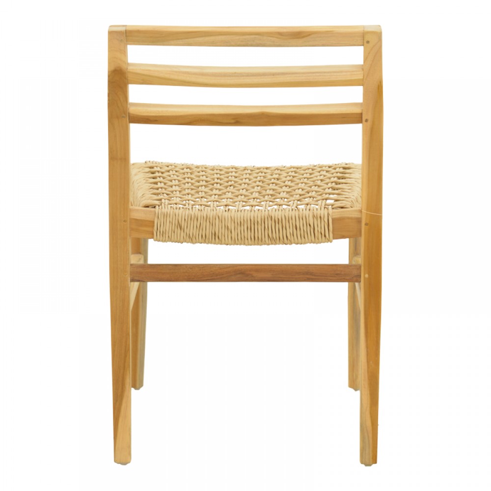 Καρέκλα Tuga pakoworld σκελετός teak ξύλο-pe σχοινί σε φυσική απόχρωση 50x58x86εκ