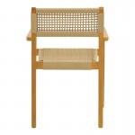 Πολυθρόνα Lengan pakoworld σκελετός teak ξύλο σε φυσική απόχρωση-μπεζ σχοινί 54x52x80εκ