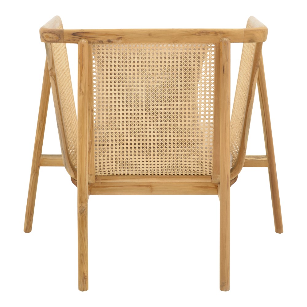 Πολυθρόνα Jenta pakoworld teak ξύλο με rattan σε φυσική απόχρωση και μπεζ μαξιλάρι 72x67x92εκ