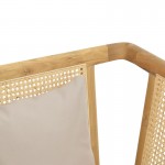 Πολυθρόνα Jenta pakoworld teak ξύλο με rattan σε φυσική απόχρωση και μπεζ μαξιλάρι 72x67x92εκ
