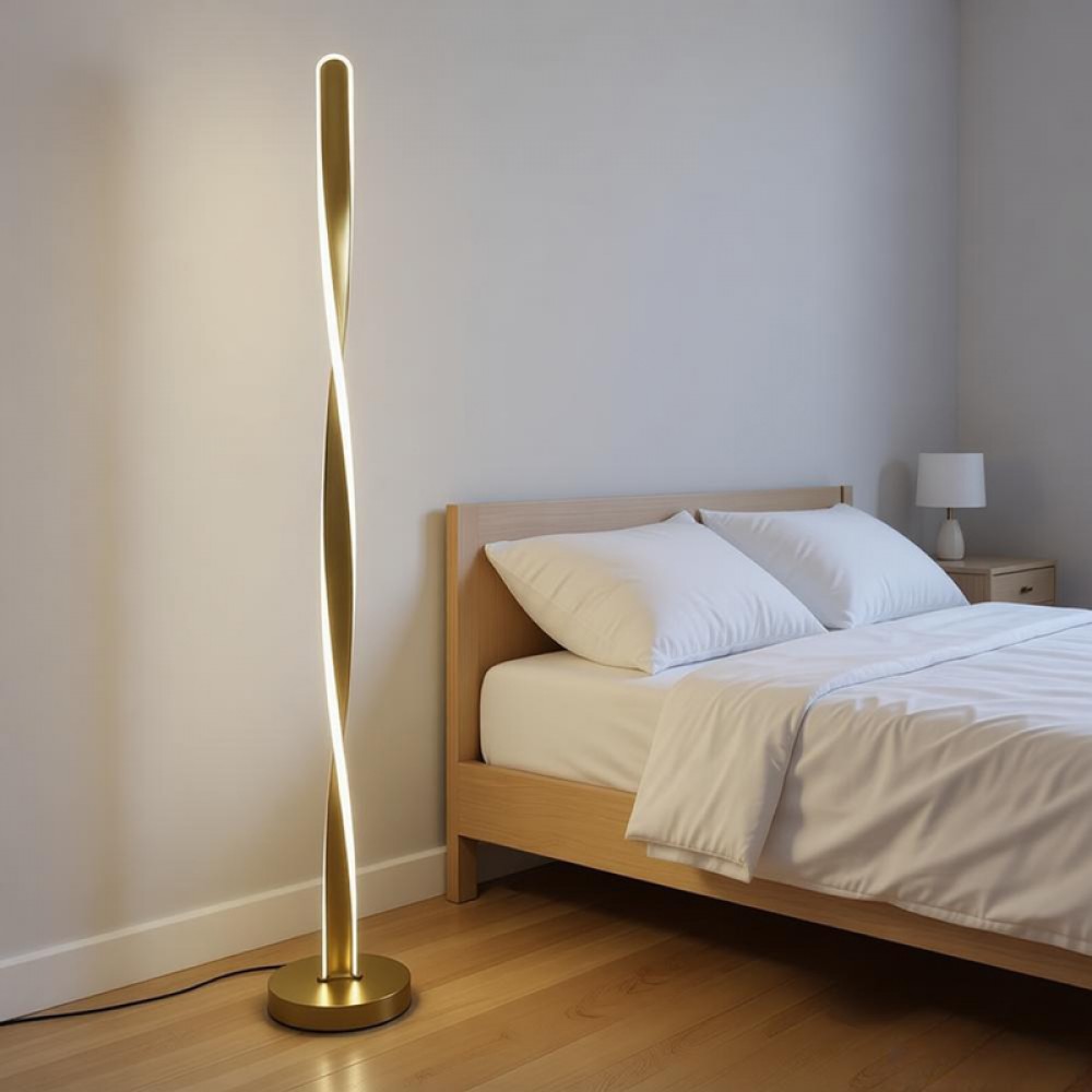 Φωτιστικό δαπέδου Jounko pakoworld led χρυσό μεταλλικό Φ20x130εκ