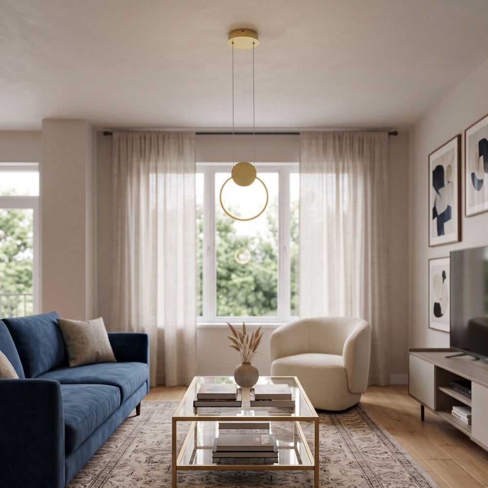 Φωτιστικό οροφής Ganden pakoworld led χρυσό μεταλλικό Φ26,5x20εκ