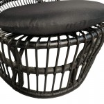Πολυθρόνα Tromso paakoworld pe rattan σε μαύρη απόχρωση με μαύρο μαξιλάρι 80x85x98εκ