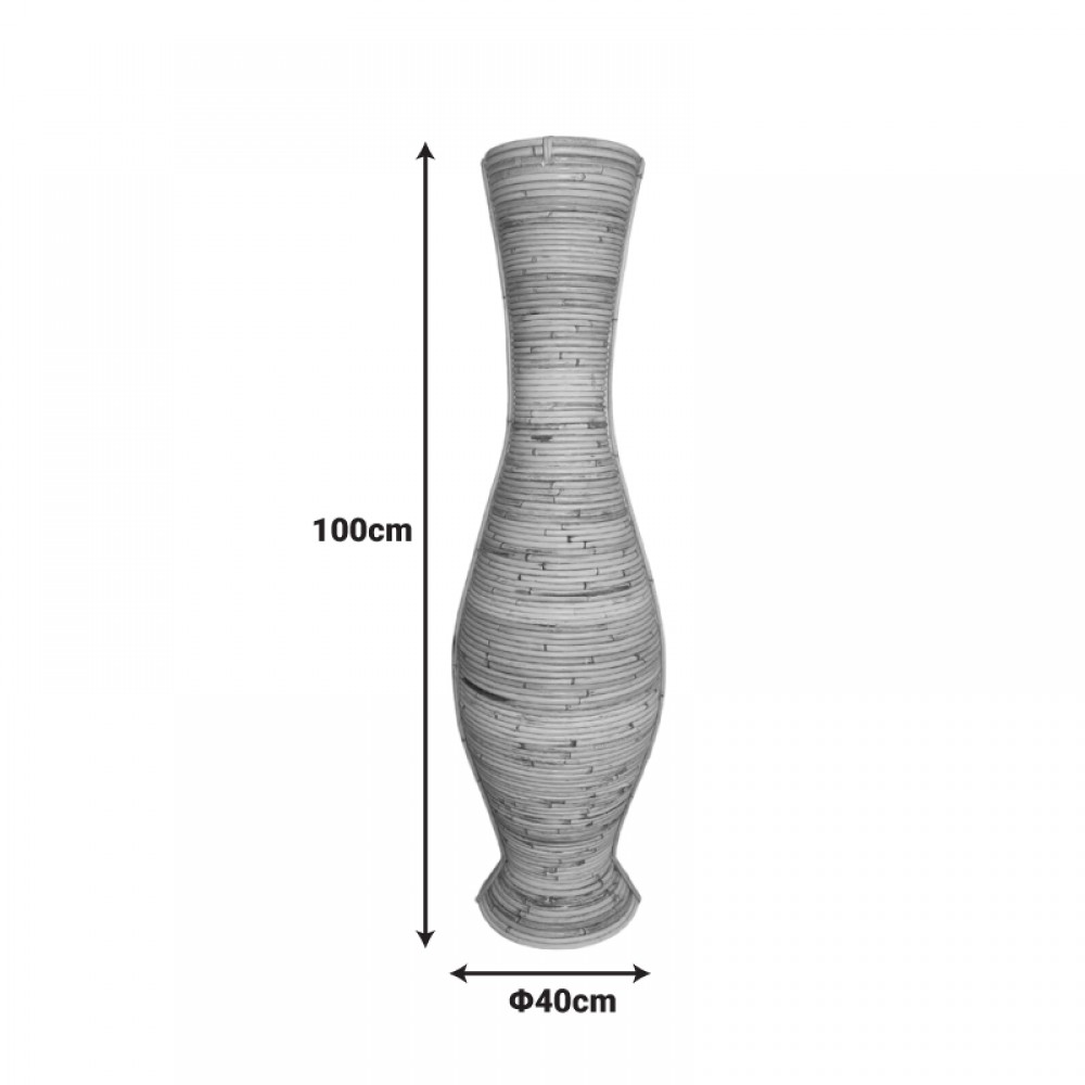 Βάζο Virnia Inart pe rattan σε φυσική απόχρωση Φ40x100εκ