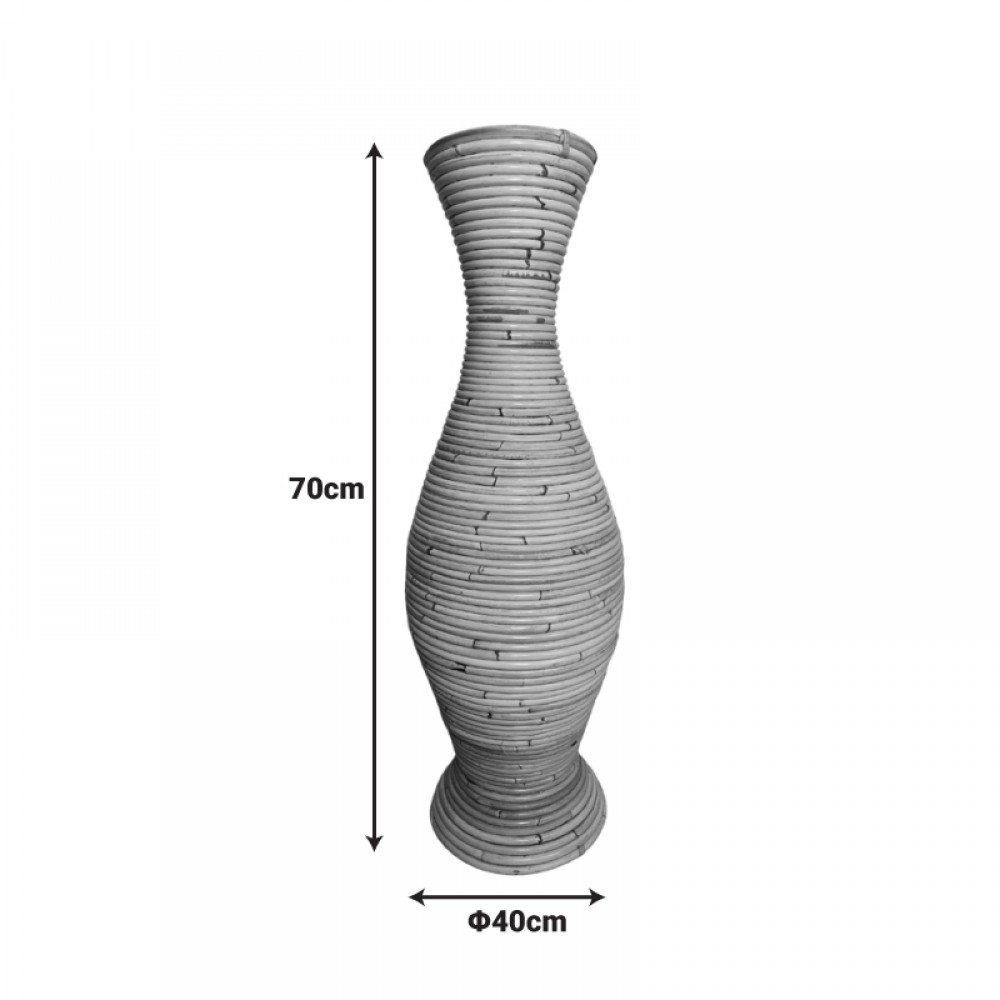Βάζο Virnia Inart pe rattan σε φυσική απόχρωση Φ40x70εκ