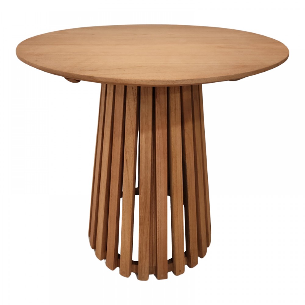 Τραπέζι Kenda I pakoworld mindi ξύλο σε φυσική απόχρωση Φ80x75εκ