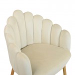 Πολυθρόνα Briella pakoworld εκρού βελούδο και μεταλλικά πόδια σε φυσική απόχρωση 60x56x84εκ