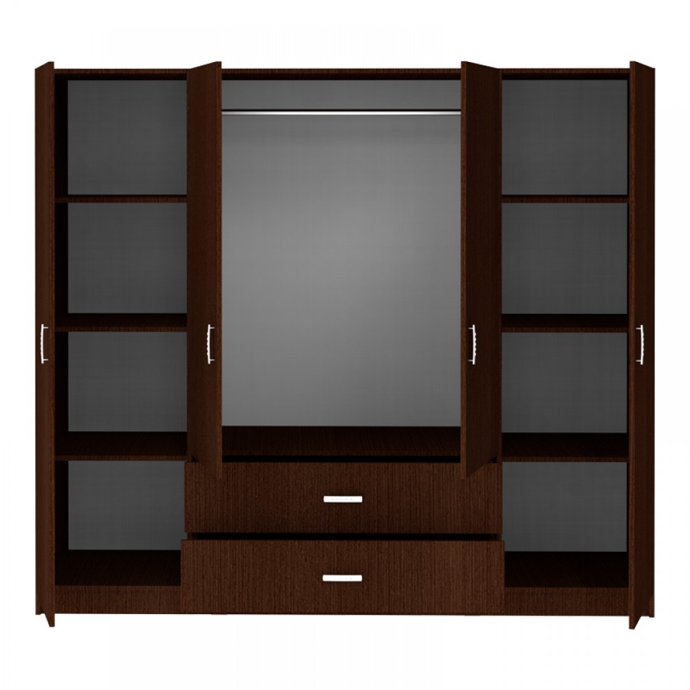 Ντουλάπα τετράφυλλη Royal pakoworld με συρτάρια wenge 200x58x177εκ