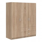 Ντουλάπα τρίφυλλη Royal pakoworld με συρτάρια sonoma 150x58x177εκ