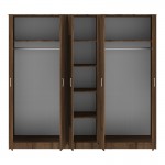 Ντουλάπα πεντάφυλλη με καθρέφτη Luna pakoworld καρυδί-oak 220x52x200εκ