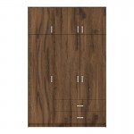 Ντουλάπα τρίφυλλη με συρτάρια Royal pakoworld καρυδι-oak 150x58x230εκ