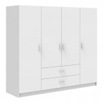 Ντουλάπα τετράφυλλη Royal pakoworld με συρτάρια και πατάρι λευκό 200x58x230εκ