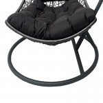 Κούνια φωλιά με βάση Soleil pakoworld μέταλλο ανθρακί- pe rattan ανθρακί με γκρι μαξιλάρι 120x95x195εκ