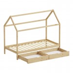 Παιδικό κρεβάτι Mellin τ.Montessori με 2 συρτάρια pakoworld ξύλο πεύκου σε φυσική απόχρωση 90x190εκ