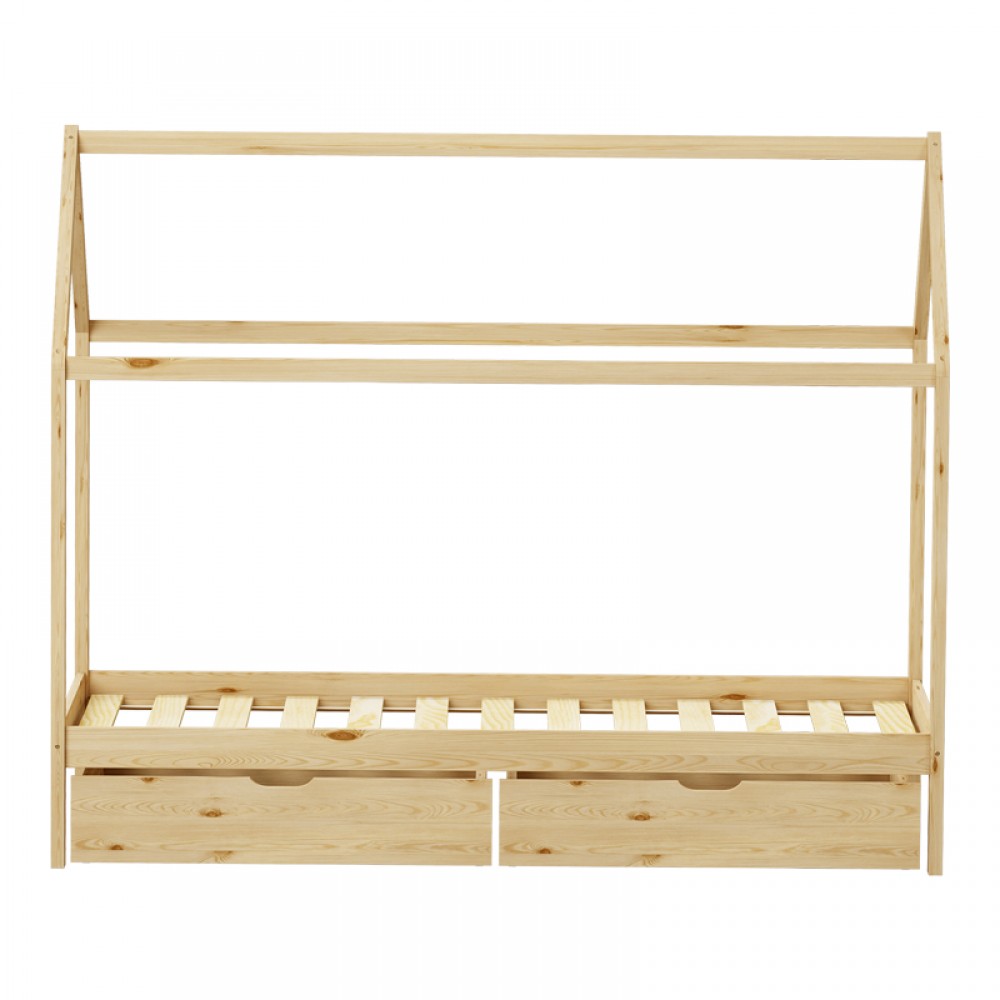 Παιδικό κρεβάτι Mellin τ.Montessori με 2 συρτάρια pakoworld ξύλο πεύκου σε φυσική απόχρωση 90x190εκ