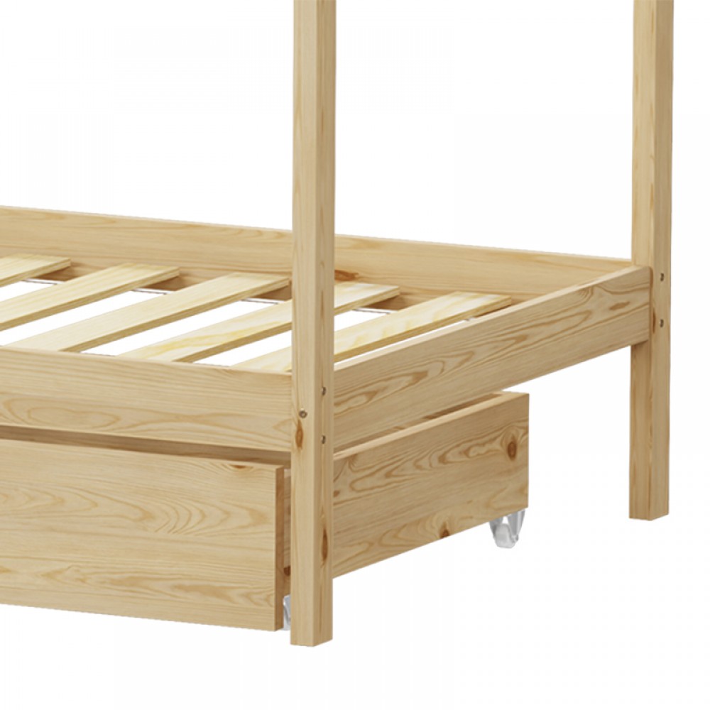 Παιδικό κρεβάτι Mellin τ.Montessori με 2 συρτάρια pakoworld ξύλο πεύκου σε φυσική απόχρωση 90x190εκ