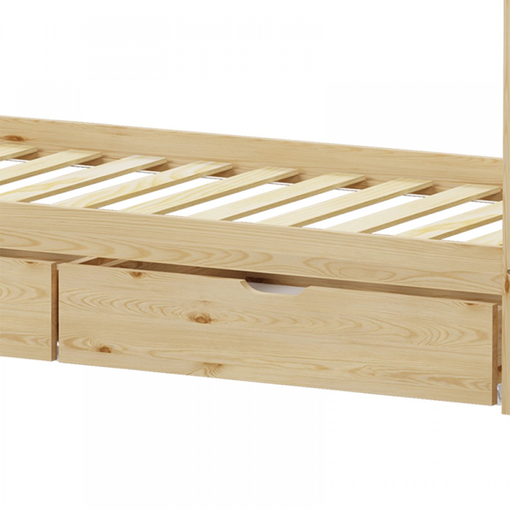 Παιδικό κρεβάτι Mellin τ.Montessori με 2 συρτάρια pakoworld ξύλο πεύκου σε φυσική απόχρωση 90x190εκ