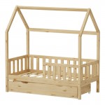 Παιδικό κρεβάτι Bendina τ.Montessori με συρτάρι pakoworld ξύλο πεύκου σε φυσική απόχρωση 70x140εκ