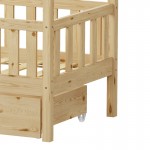 Παιδικό κρεβάτι Bendina τ.Montessori με συρτάρι pakoworld ξύλο πεύκου σε φυσική απόχρωση 70x140εκ