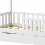 Παιδικό κρεβάτι Bendina τ.Montessori με συρτάρι pakoworld ξύλο πεύκου σε λευκή απόχρωση 70x140εκ