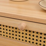 Κομοδίνο Scandy pakoworld ξύλο πεύκου-rattan σε φυσική απόχρωση 48x36x55εκ