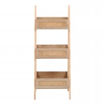 Ραφιέρα επιδαπέδια 3όροφη Scandy pakoworld mdf-rattan σε φυσική απόχρωση 44x37x110εκ