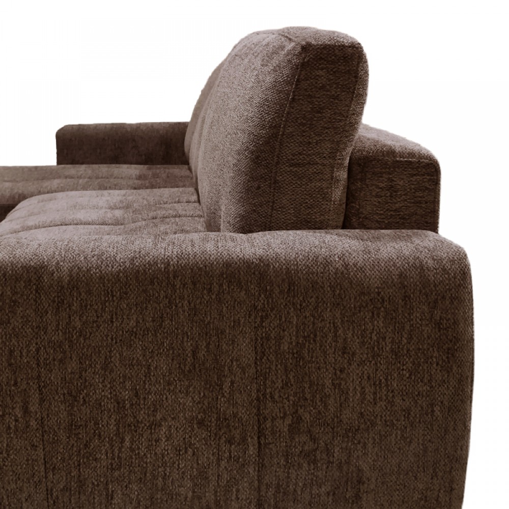 Γωνιακός αναστρέψιμος καναπές-κρεβάτι Vivad pakoworld ύφασμα σε απόχρωση σκούρο καφέ 275x164x91εκ