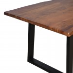 Τραπέζι Miles pakoworld μασίφ ξύλο ακακίας πάχους 3.7-4εκ σε καρυδί απόχρωση με μαύρα μεταλλικά πόδια 140x80x76εκ