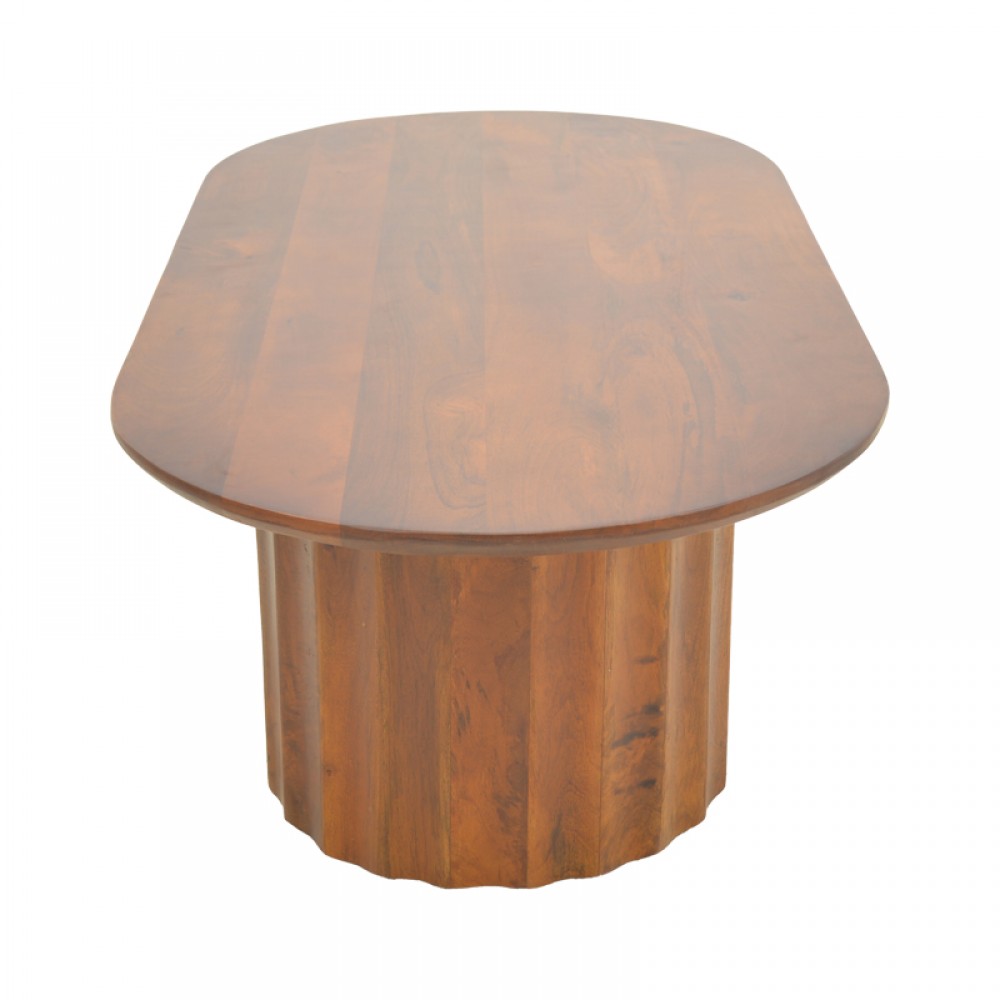 Τραπέζι σαλονιού Flute pakoworld μασίφ ξύλο μάνγκο καρυδί 130x65x40εκ