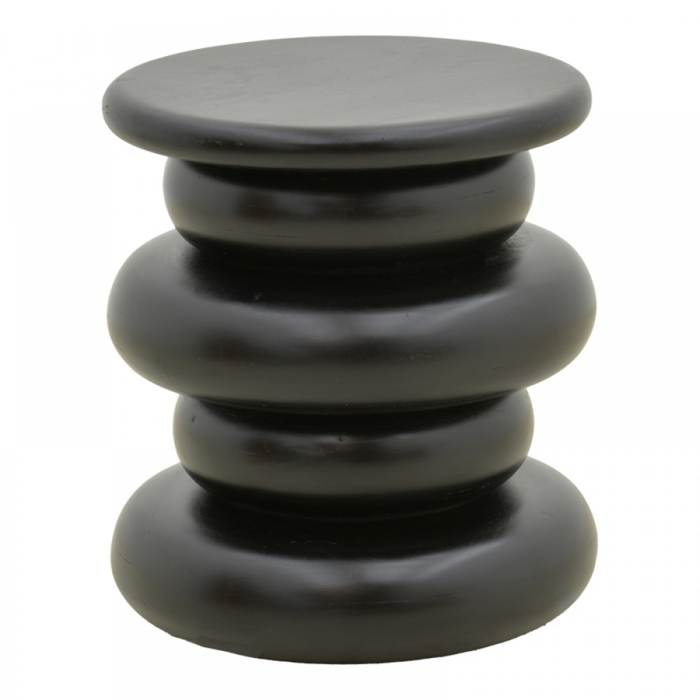 Βοηθητικό τραπέζι Circena pakoworld μασίφ μάνγκο ξύλο μαύρο Φ40x45εκ