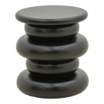 Βοηθητικό τραπέζι Circena pakoworld μασίφ μάνγκο ξύλο μαύρο Φ40x45εκ