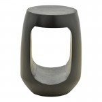 Βοηθητικό τραπέζι Lenora pakoworld μασίφ μάνγκο ξύλο μαύρο Φ33x45εκ