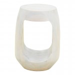 Βοηθητικό τραπέζι Lenora pakoworld μασίφ μάνγκο ξύλο λευκό Φ33x45εκ