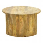 Τραπέζι σαλονιού Orban pakoworld μασίφ μάνγκο ξύλο σε φυσική απόχρωση Φ80x45εκ