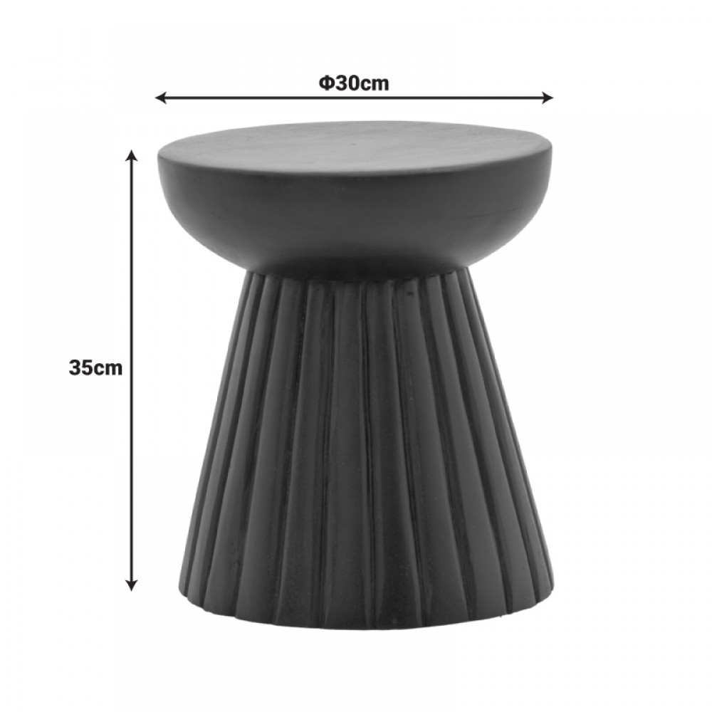 Βοηθητικό τραπέζι Nemira pakoworld μασίφ μάνγκο ξύλο μαύρο Φ30x35εκ