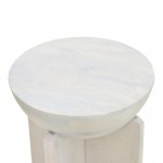 Βοηθητικό τραπέζι Jenby pakoworld μασίφ μάνγκο ξύλο λευκό Φ40x50εκ