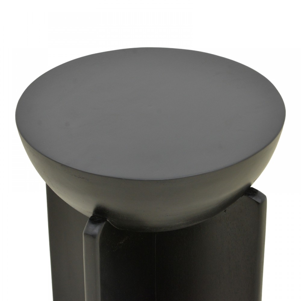 Βοηθητικό τραπέζι Jenby pakoworld μασίφ μάνγκο ξύλο μαύρο Φ40x50εκ