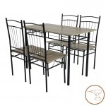 Τραπεζαρία Roza II pakoworld σετ 5τμχ mdf σε γκρι απόχρωση με γκρι μεταλλικά πόδια 110x60x74εκ