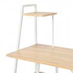 Γραφείο εργασίας Deckstor pakoworld με ραφιέρα σε oak απόχρωση με πόδι λευκό μέταλλο 102x50x117εκ