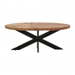 Τραπέζι σαλονιού Fardy pakoworld μασίφ ξύλο ακακίας σε φυσική απόχρωση με μαύρα μεταλλικά πόδια 120x60x45εκ