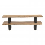 Έπιπλο τηλεόρασης Fuji pakoworld μασίφ ξύλο ακακίας σε φυσική απόχρωση με μαύρα μεταλλικά πόδια 140x40x52εκ