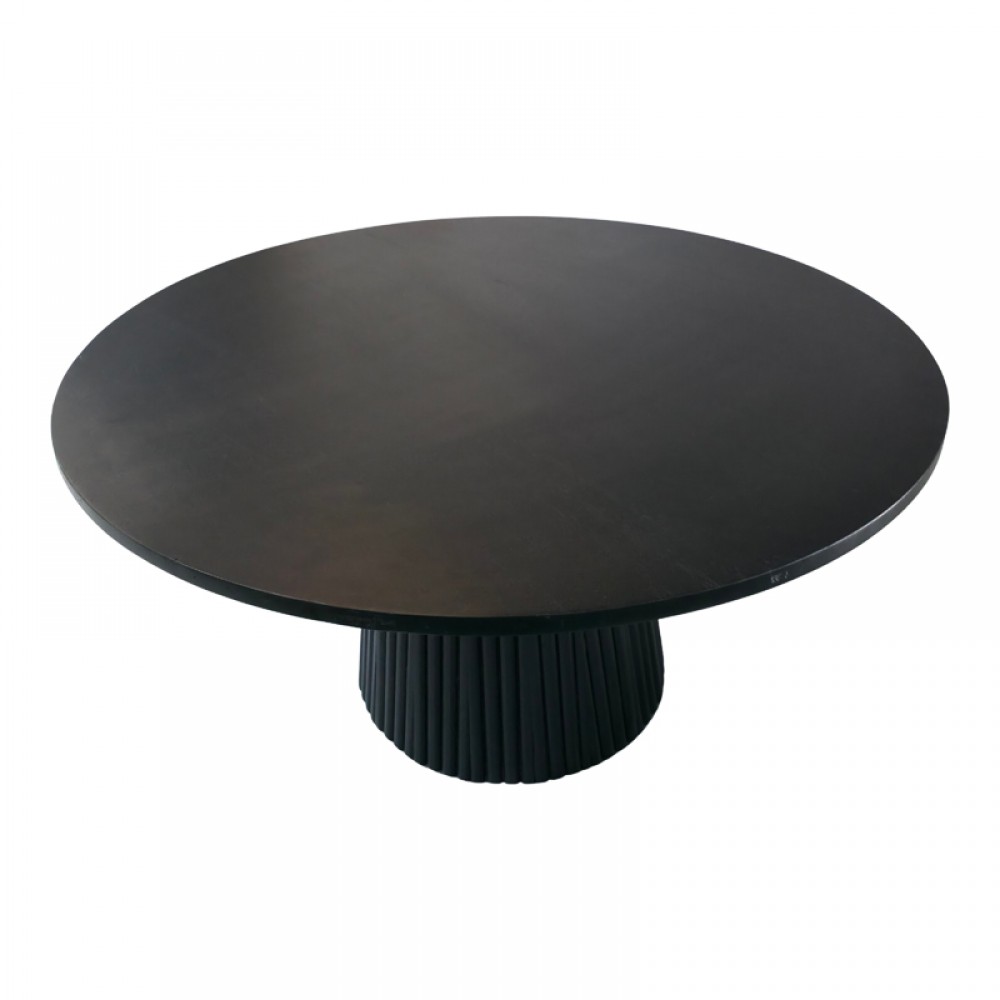 Τραπέζι σαλονιού Canicule I pakoworld μασίφ ξύλο ακακίας σε μαύρη απόχρωση Φ80x40εκ