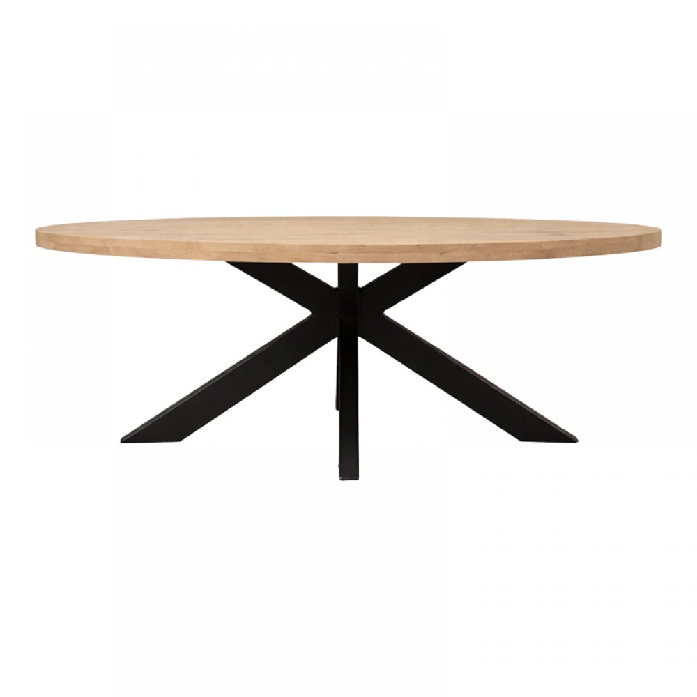 Τραπεζι Jenma pakoworld μασίφ mango ξύλο σε φυσική απόχρωση-πόδι μαύρο μέταλλο 200x100x76εκ