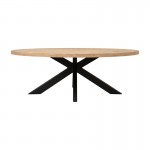 Τραπεζι Jenma pakoworld μασίφ mango ξύλο σε φυσική απόχρωση-πόδι μαύρο μέταλλο 180x90x76εκ