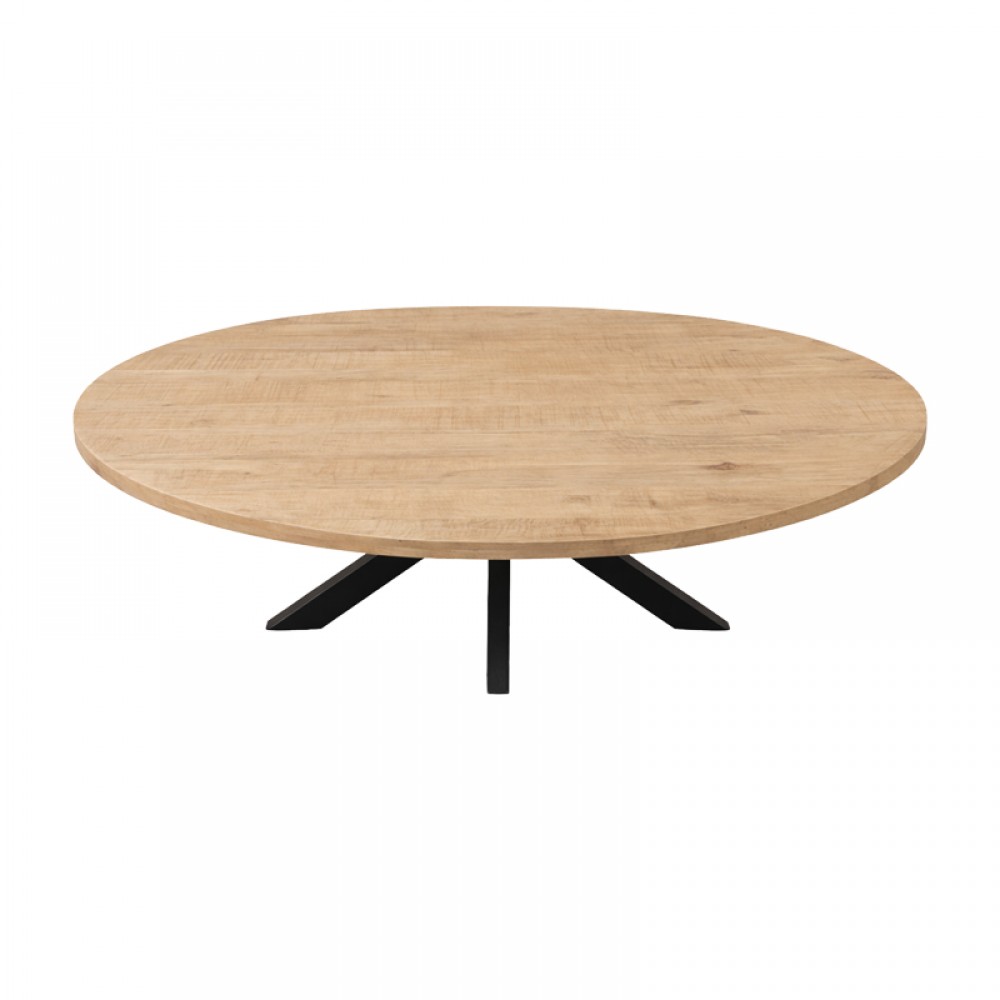 Τραπεζι Jenma pakoworld μασίφ mango ξύλο σε φυσική απόχρωση-πόδι μαύρο μέταλλο 180x90x76εκ