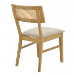 Καρέκλα Raffles pakoworld rubberwood με pe rattan και γκρι μπεζ ύφασμα 47x48x83.5εκ