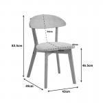 Καρέκλα Canon pakoworld rubberwood σε φυσική απόχρωση με γκρι μπεζ ύφασμα 43x43x79.5εκ