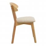 Καρέκλα Canon pakoworld rubberwood σε φυσική απόχρωση με γκρι μπεζ ύφασμα 43x43x79.5εκ