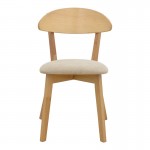 Καρέκλα Canon pakoworld rubberwood σε φυσική απόχρωση με γκρι μπεζ ύφασμα 43x43x79.5εκ